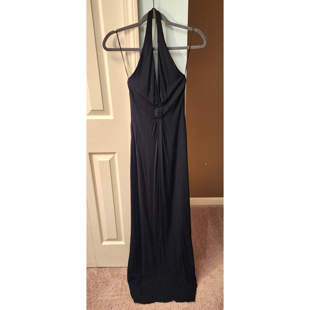Rimini Gown Womens SIze 2 Black Halter Beaded Formal Evening Maxi Dress